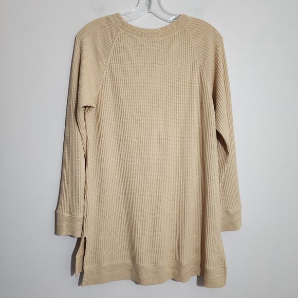 Soft Surroundings Autumn waffle tunic top yellowish tan long sleeve woman size M - Picture 8 of 11